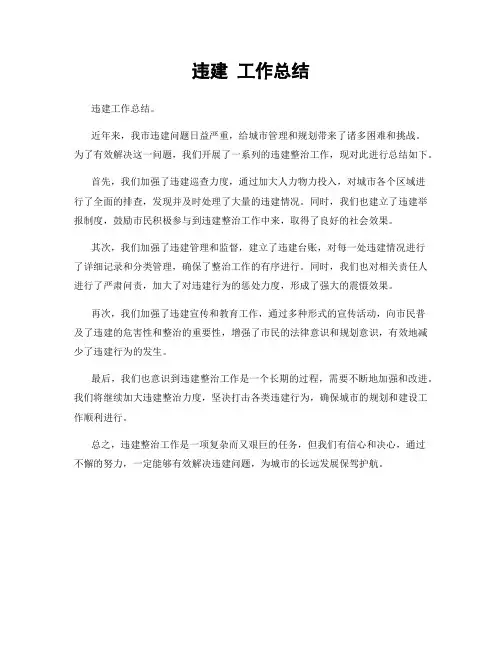 违建 工作总结