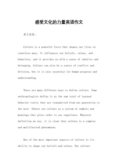 感受文化的力量英语作文