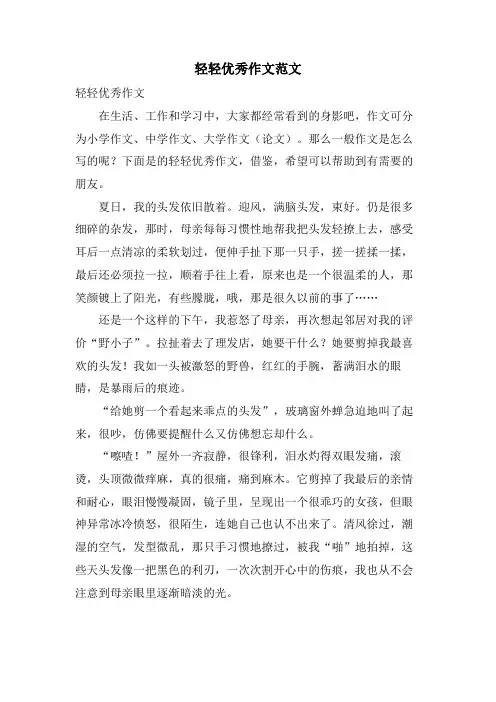 轻轻优秀作文范文