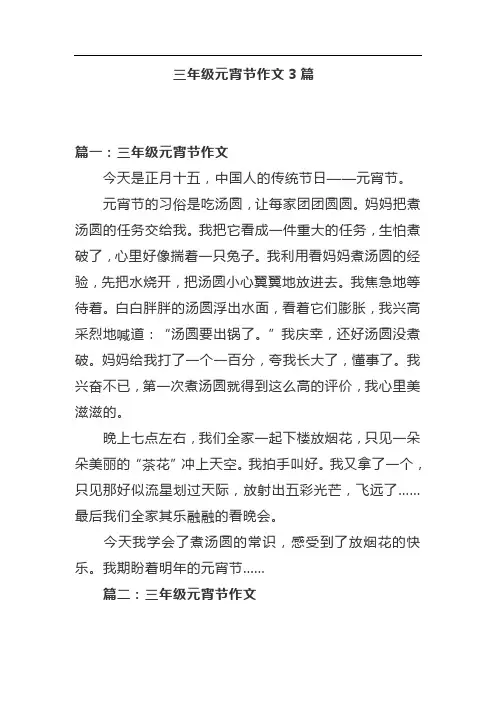 三年级元宵节作文3篇