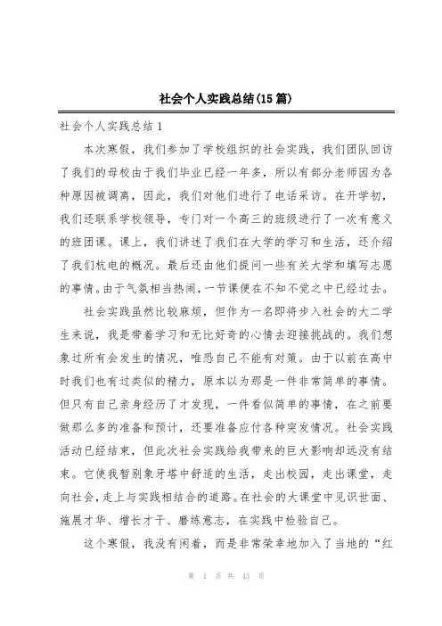 社会个人实践总结(15篇)