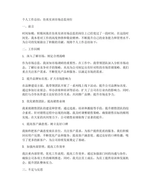 仿真实训市场总监个人工作总结