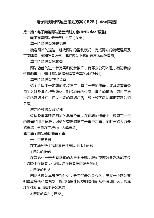 电子商务网站运营策划方案（B2B）.doc[精选]