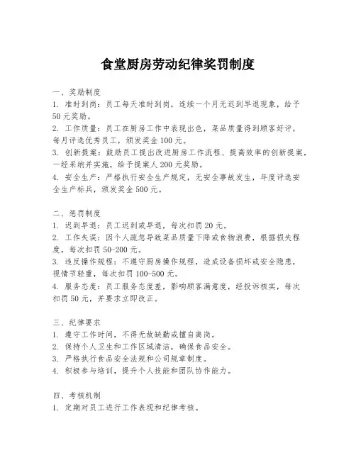食堂厨房劳动纪律奖罚制度