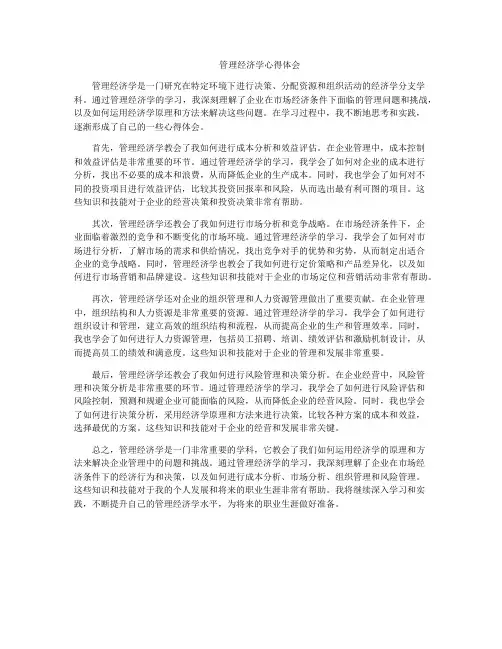 管理经济学心得体会