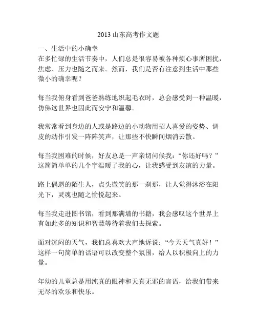 2013山东高考作文题