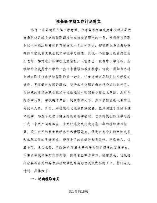 2023年校长新学期工作计划范文(三篇)