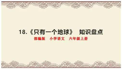 六年级上册语文第18课《只有一个地球》知识分类教学复习课件(部编版)
