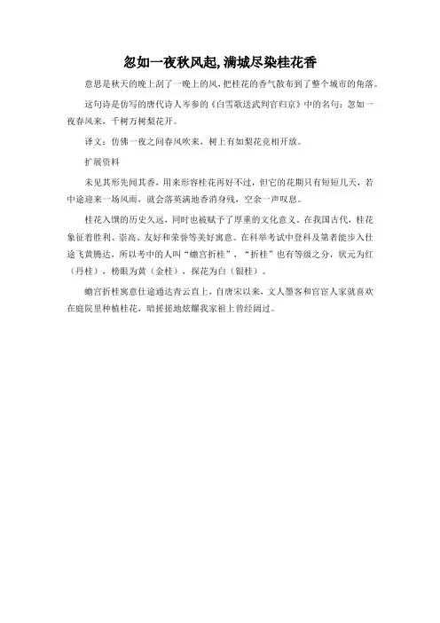 忽如一夜秋风起,满城尽染桂花香