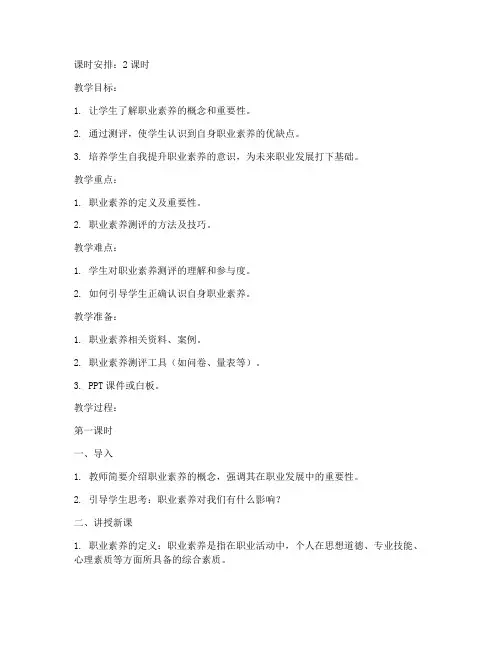 职业素养测评教案模板范文