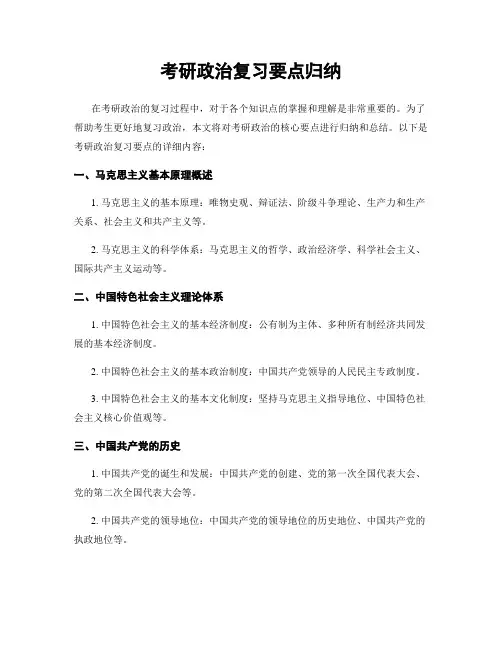 考研政治复习要点归纳