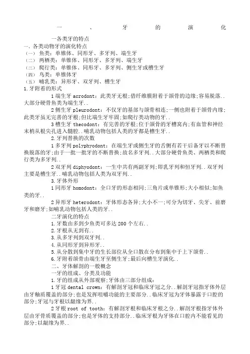 口腔解剖生理学超详细重点