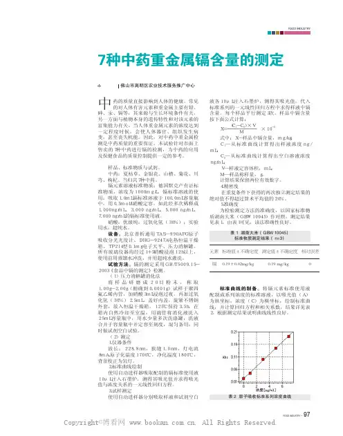 7种中药重金属镉含量的测定
