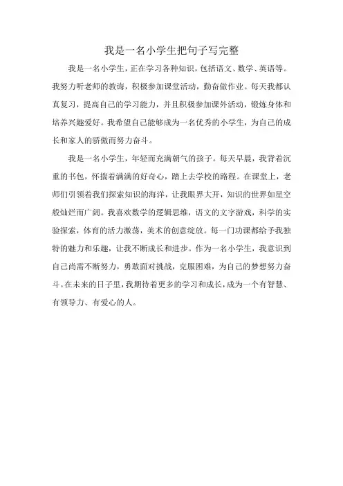 我是一名小学生把句子写完整