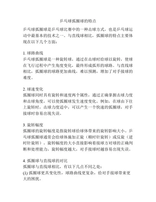 乒乓球弧圈球的特点