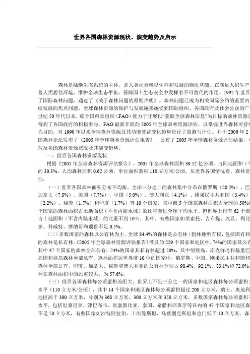 世界各国森林资源现状