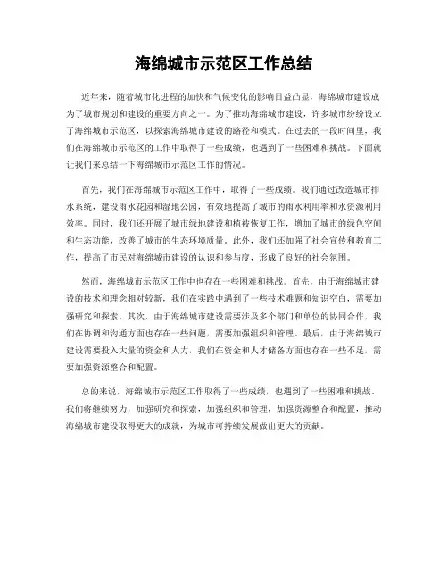 海绵城市示范区工作总结