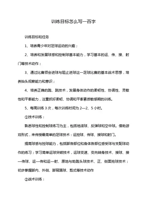 训练目标怎么写一百字