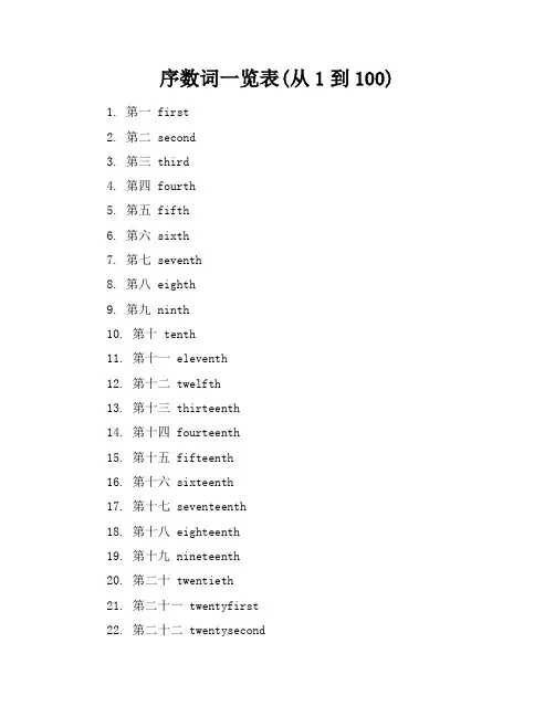 序数词一览表(从1到100)
