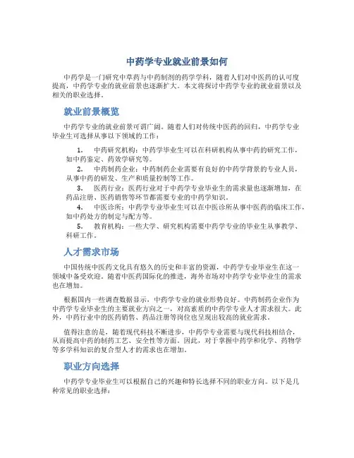 中药学专业就业前景如何