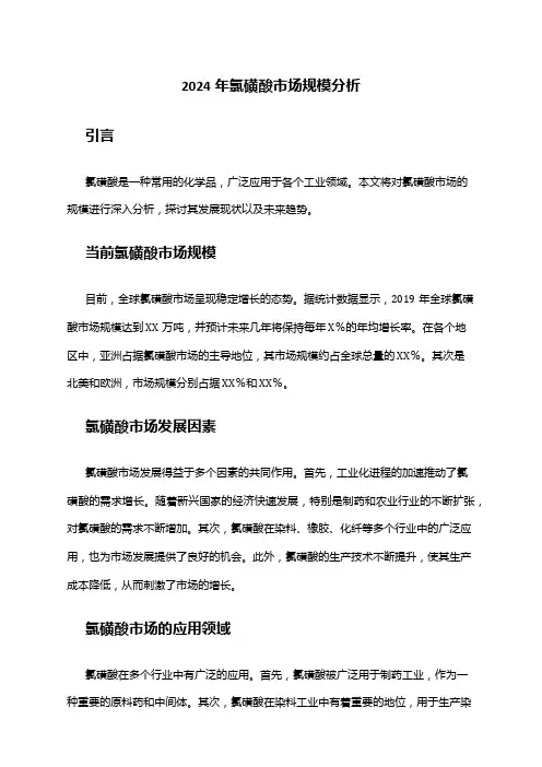 2024年氯磺酸市场规模分析