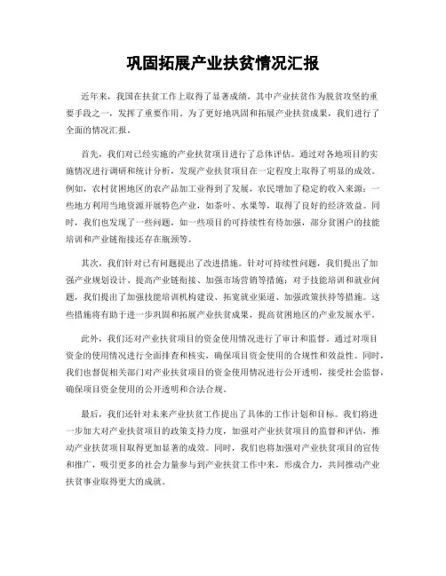 巩固拓展产业扶贫情况汇报