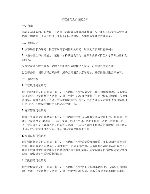 工程部门人员调配方案
