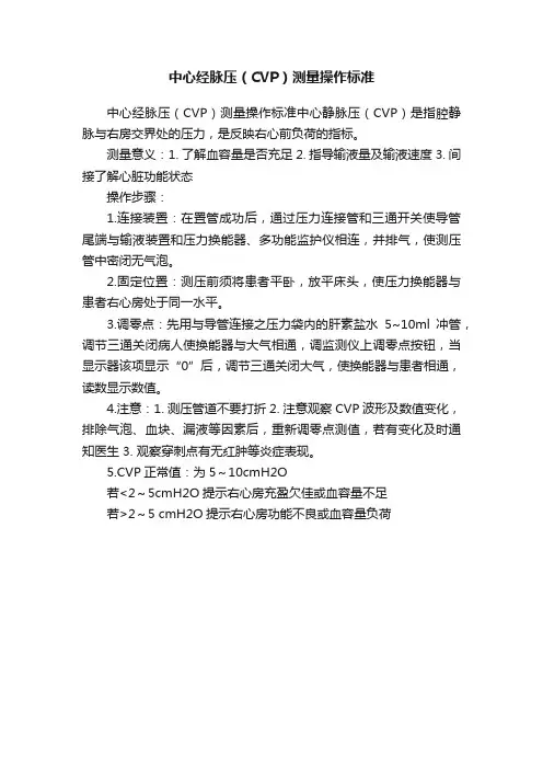 中心经脉压（CVP）测量操作标准
