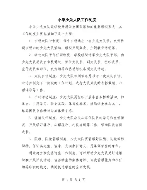 小学少先大队工作制度