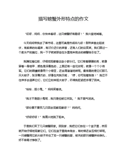 描写螃蟹外形特点的作文