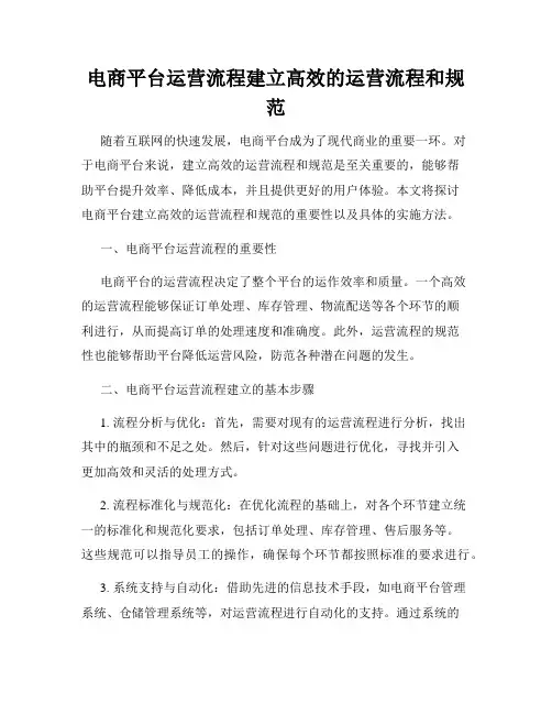 电商平台运营流程建立高效的运营流程和规范