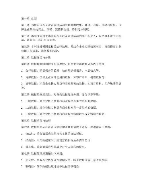 国企营销数据管理制度范本