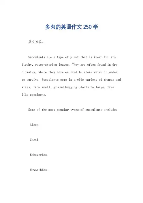 多肉的英语作文250学