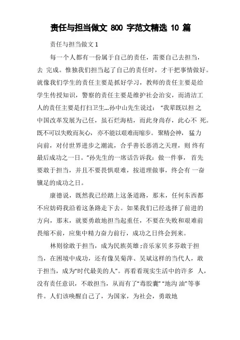 责任与担当作文800字范文精选10篇