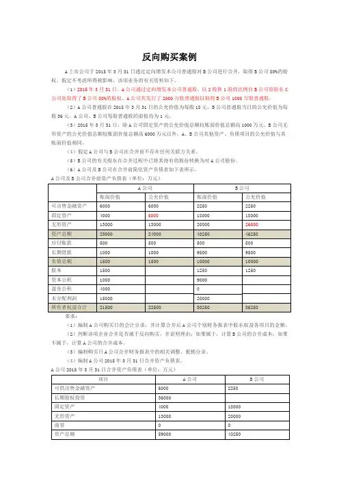 反向购买案例