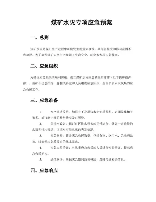 煤矿水灾专项应急预案