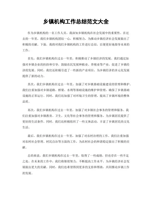 乡镇机构工作总结范文大全