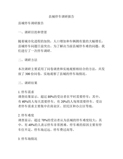 县城停车调研报告