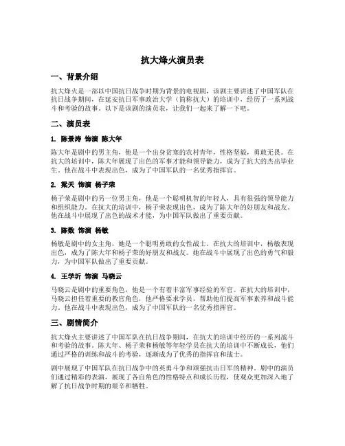抗大烽火演员表