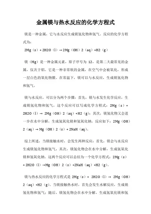 金属镁与热水反应的化学方程式