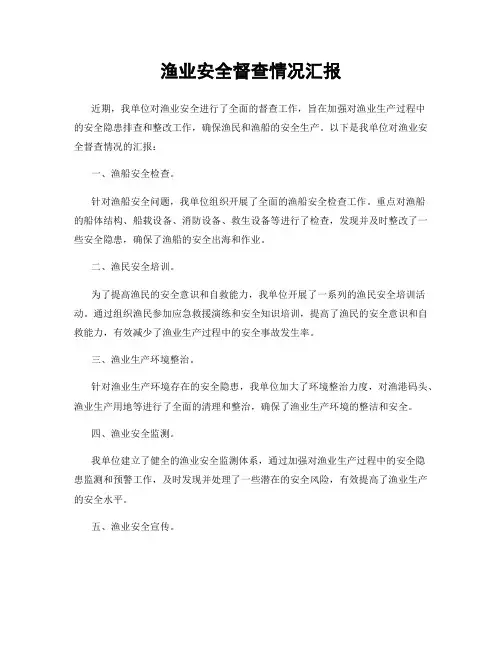 渔业安全督查情况汇报