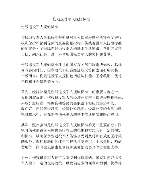 伤残退役军人抚恤标准