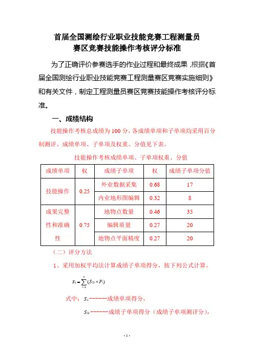 工程测量员竞赛技能操作评分标准