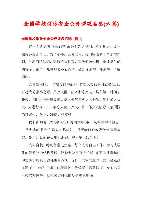 全国学校消防安全公开课观后感(六篇)