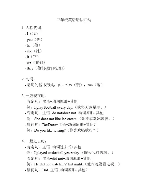 三年级英语语法归纳