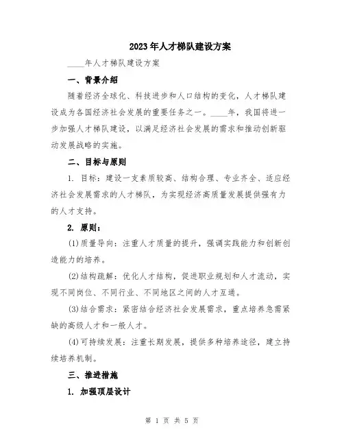 2023年人才梯队建设方案