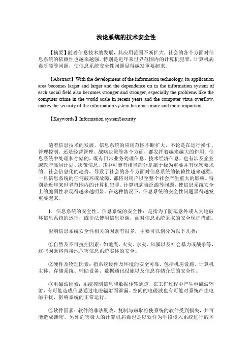 浅论系统的技术安全性