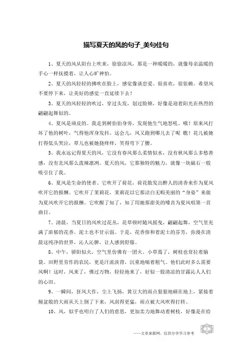 描写夏天的风的句子-美句佳句