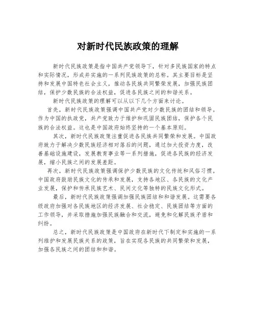 对新时代民族政策的理解