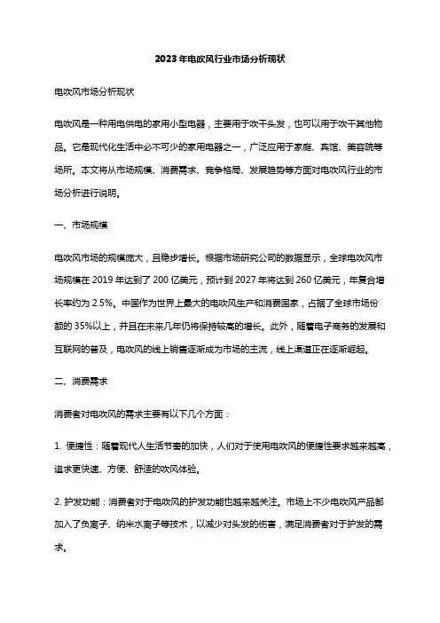 2023年电吹风行业市场分析现状